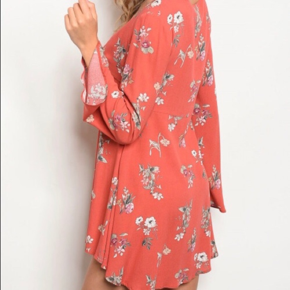Rust Floral Dress - Picture 3 of 4